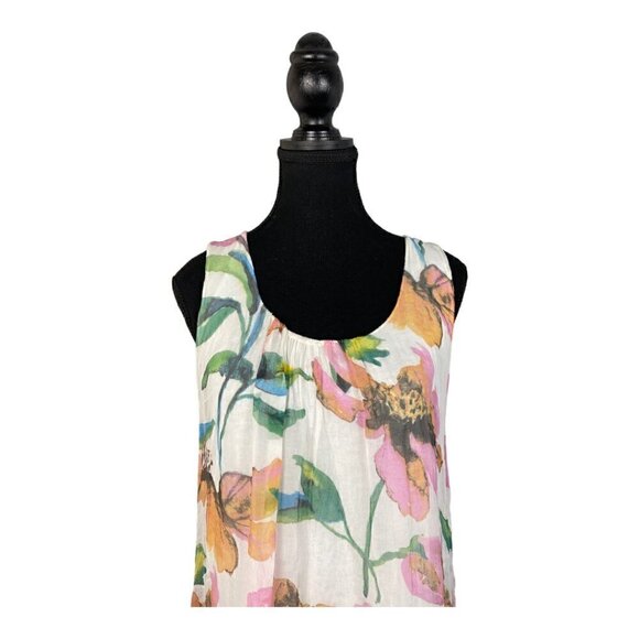 Elena Baldi Silk Floral Tunic Blouse Size Medium - Picture 2 of 9